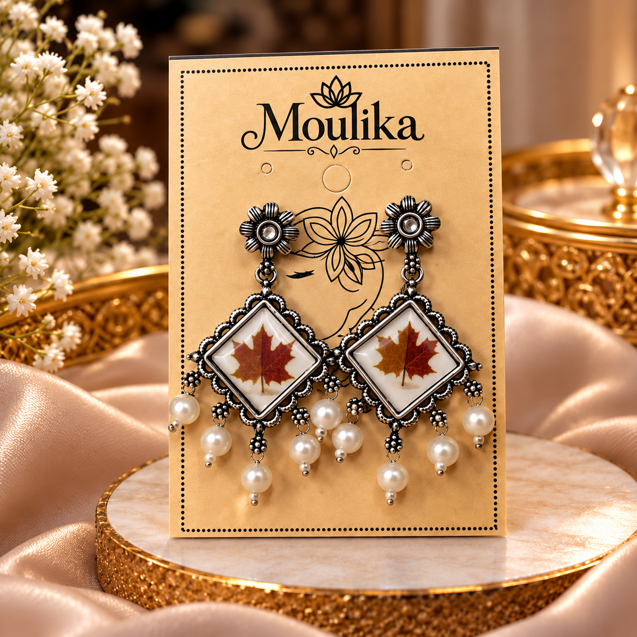 Silver-Tone Leaf Drop Earrings