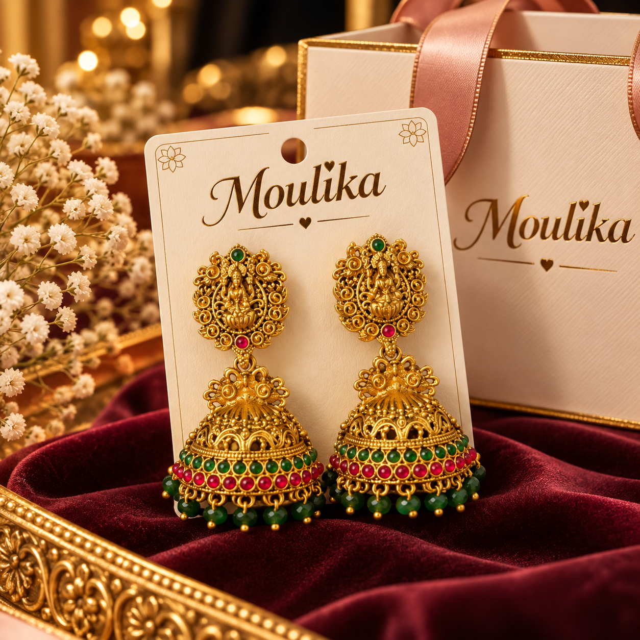 Lakshmi Temple Jhumka Earrings